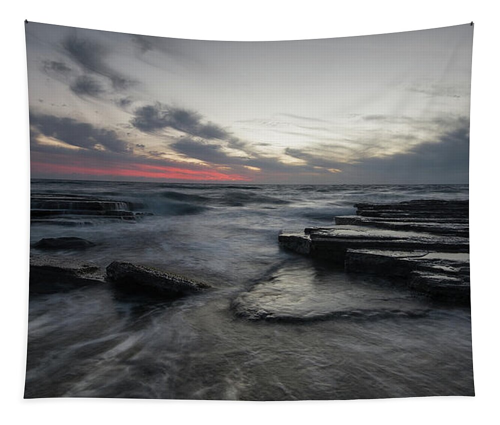 Seascape Tapestry featuring the photograph Shipwreck of an abandoned ship on a rocky shore by Michalakis Ppalis