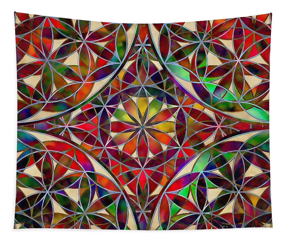 Abstract Tapestry featuring the digital art The Flower of Life #2 by Klara Acel