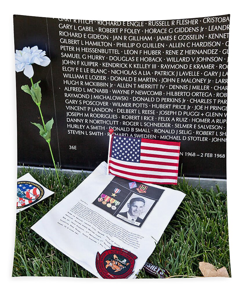 Traveling Vietnam War Memorial Wall Tapestry featuring the photograph Traveling Vietnam Memorial Wall #2 by Inga Spence