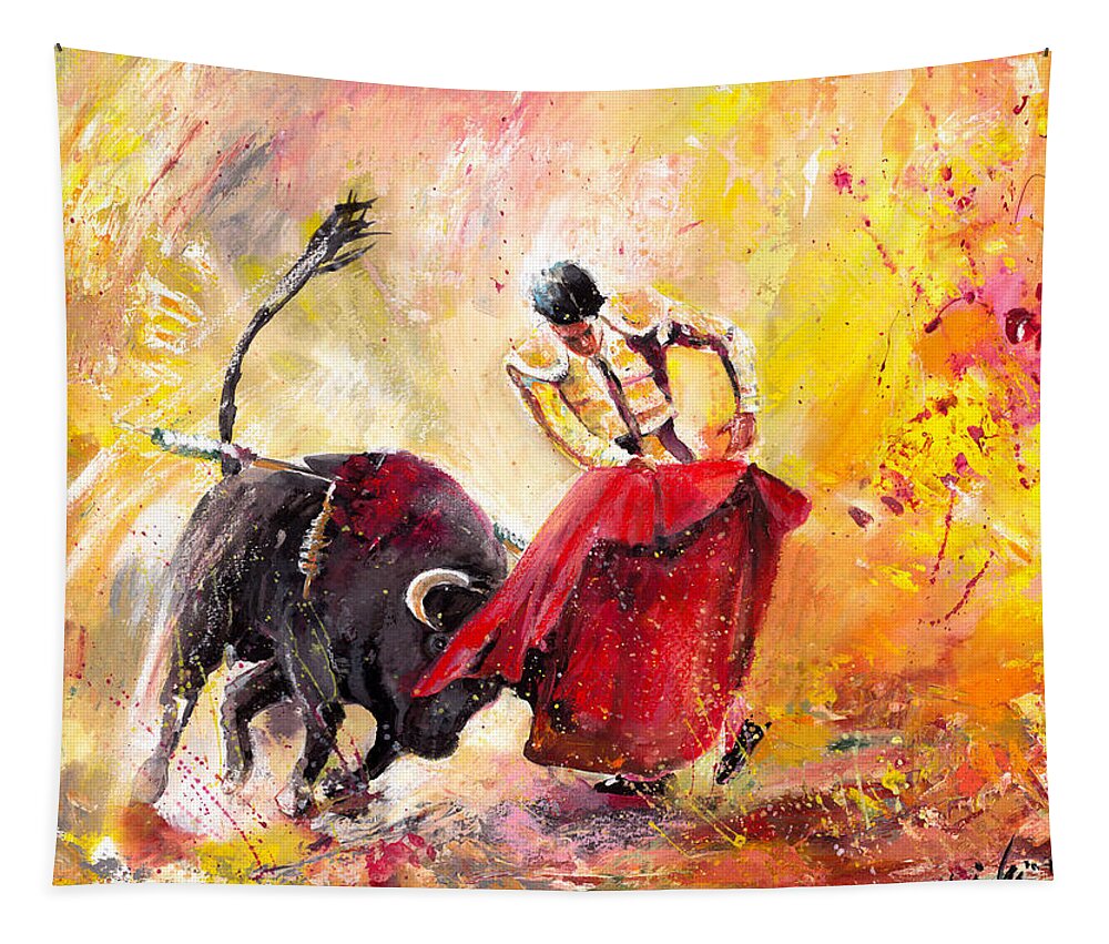 Bulls Tapestry featuring the painting Unbroken Spirit by Miki De Goodaboom