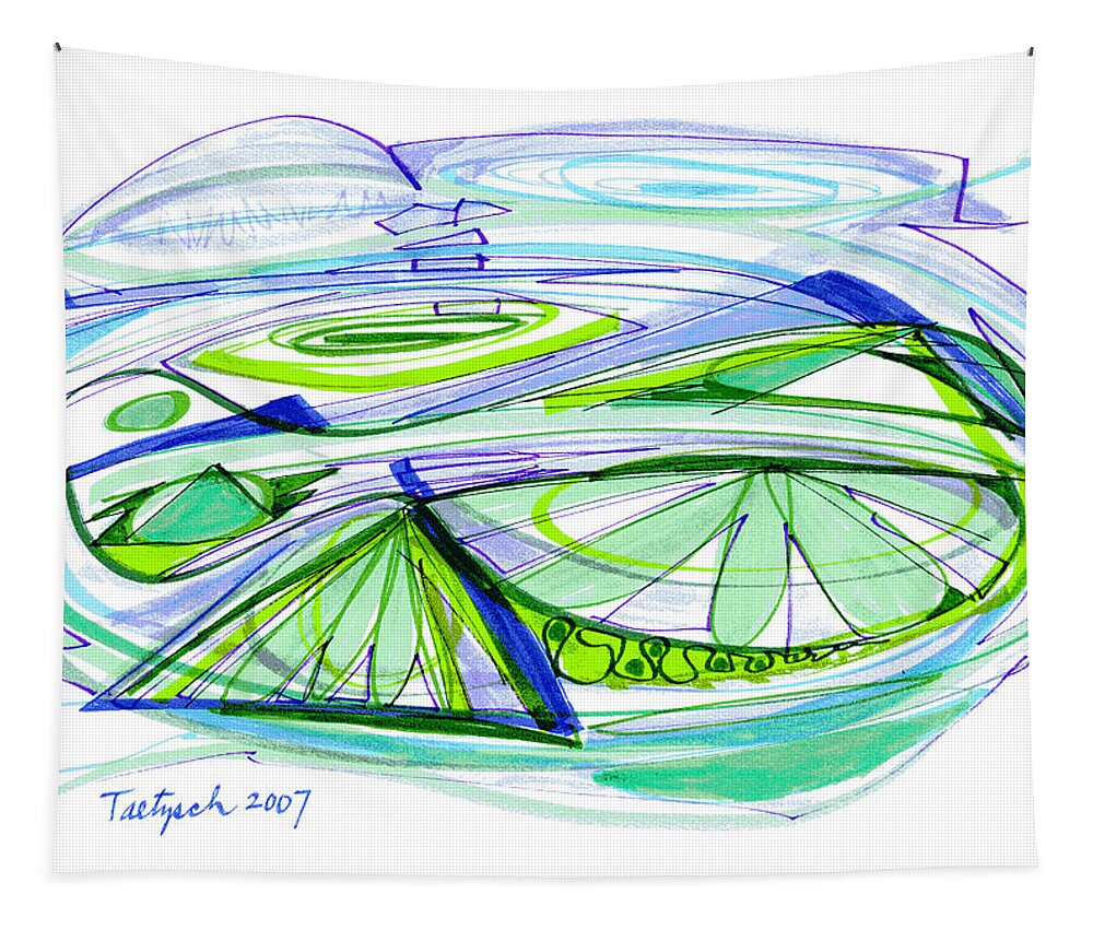 Abstract Tapestry featuring the drawing 2007 Abstract Drawing 10 by Lynne Taetzsch
