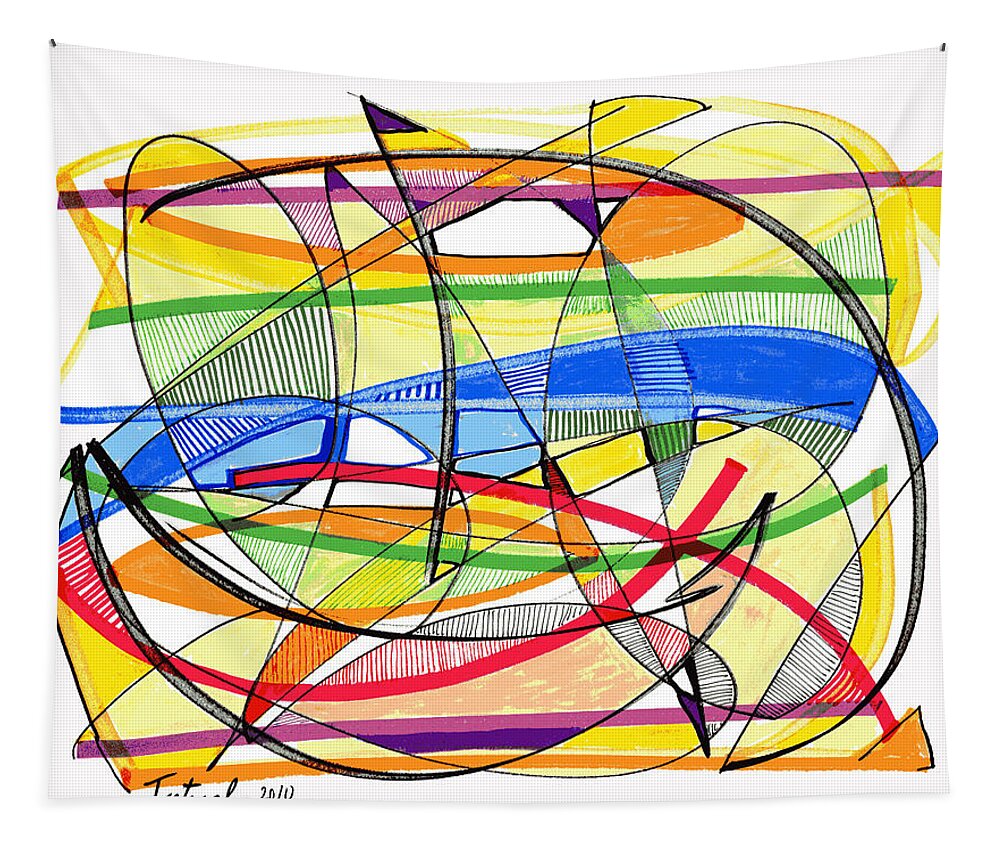 Abstract Art Tapestry featuring the drawing 2010 Abstract Drawing Sixteen by Lynne Taetzsch