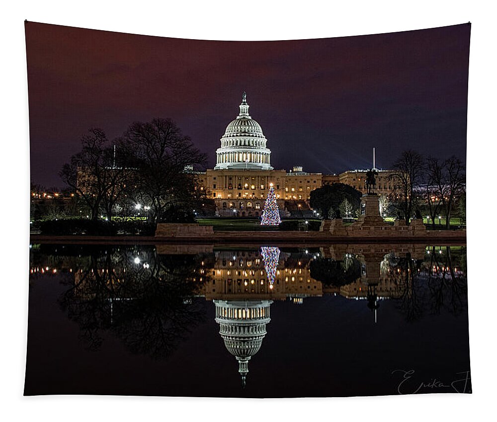 Christmas Tapestry featuring the photograph 2017 Capitol Christmas by Erika Fawcett