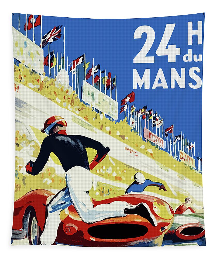 24 Hour Le Mans Tapestry featuring the photograph 24 Hour Le Mans 1959 by Mark Rogan