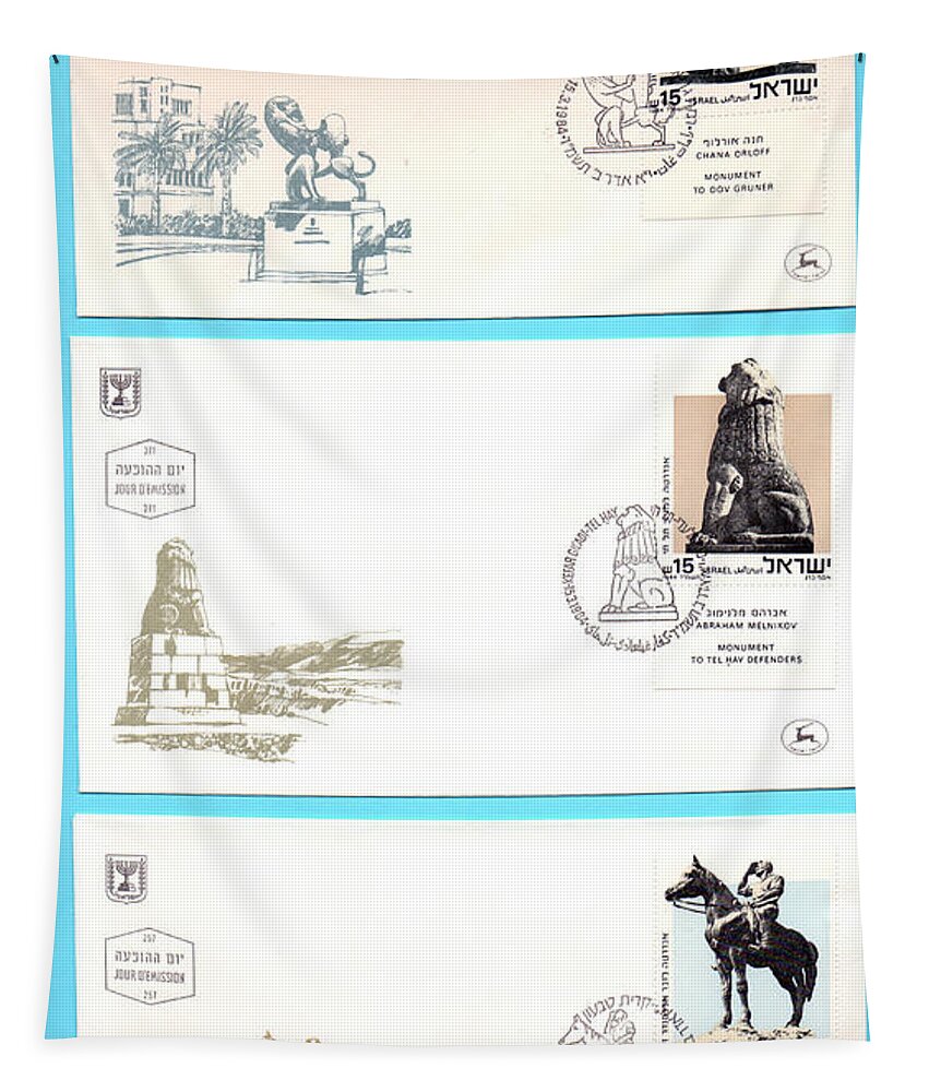 First Day Cover Tapestry featuring the photograph 3 1984 Israeli First day covers by Ilan Rosen