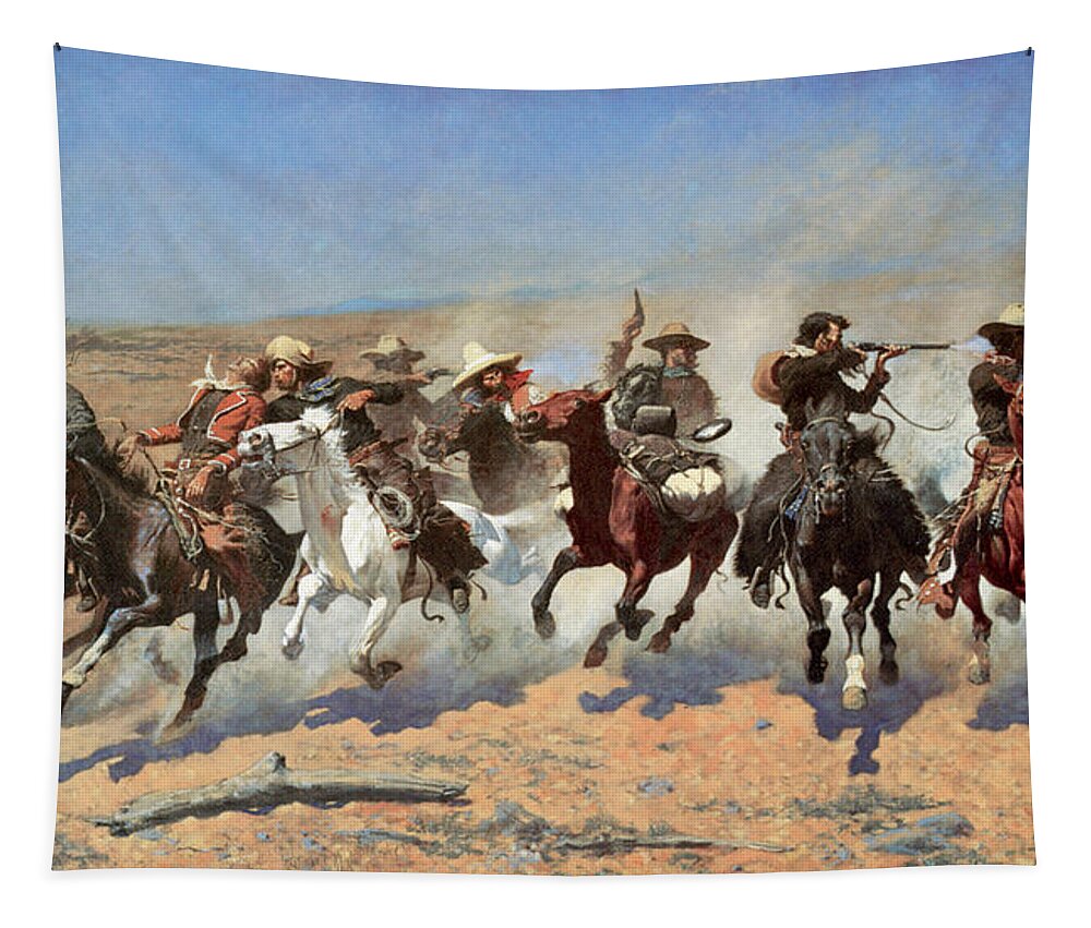 A Dash For The Timber Tapestry featuring the photograph A Dash for the Timber by Frederic Remington