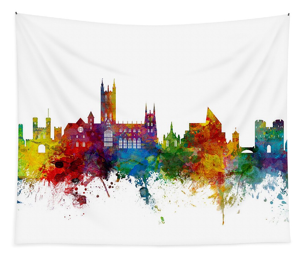 City Tapestry featuring the digital art Canterbury England Skyline #3 by Michael Tompsett