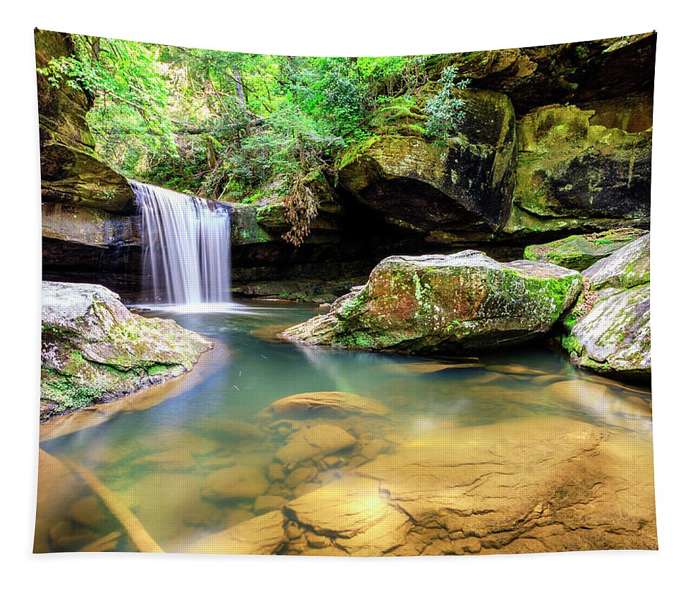 Daniel Boone National Forest Tapestry featuring the photograph Dog Slaughter Falls #3 by Alexey Stiop