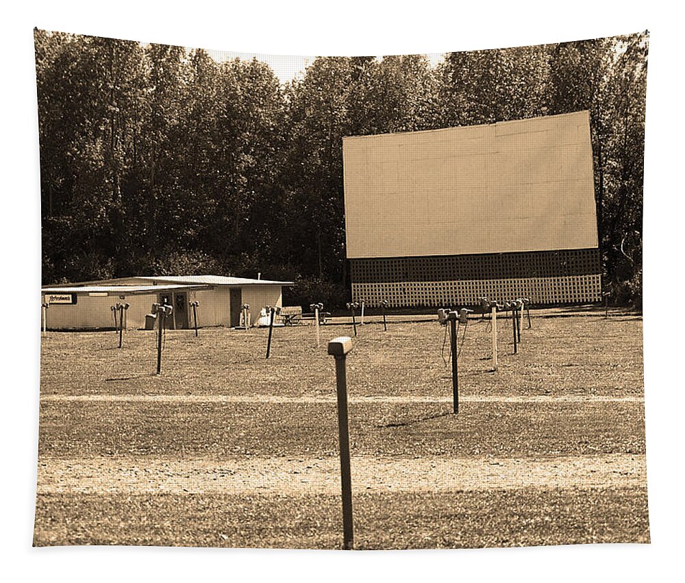 America Tapestry featuring the photograph Drive-In Theater #3 by Frank Romeo