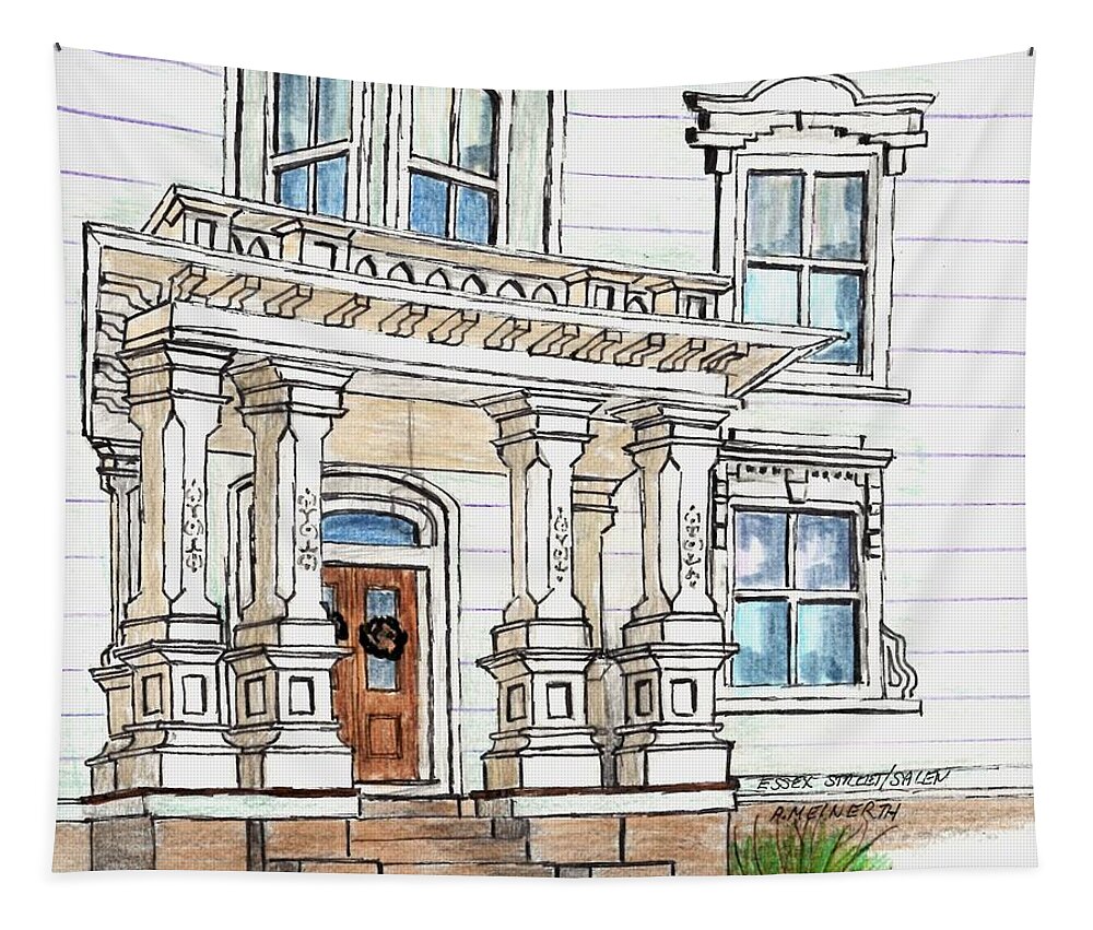 Paul Meinerth Artist Tapestry featuring the drawing Essex Street Front Door #3 by Paul Meinerth