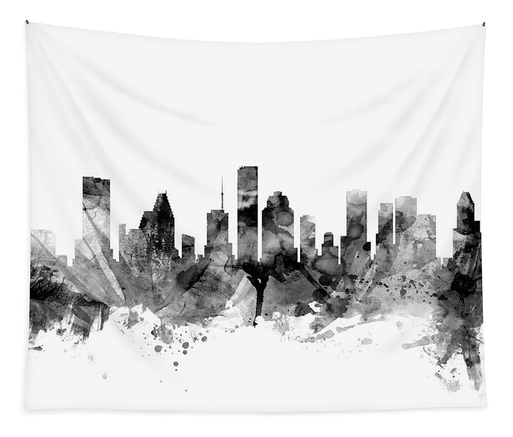 United States Tapestry featuring the digital art Houston Texas Skyline by Michael Tompsett
