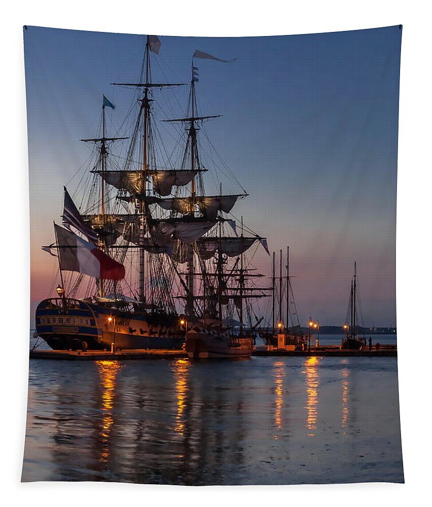 L'hermione Tapestry featuring the photograph Lafayette's Hermione Voyage 2015 #3 by Jerry Gammon