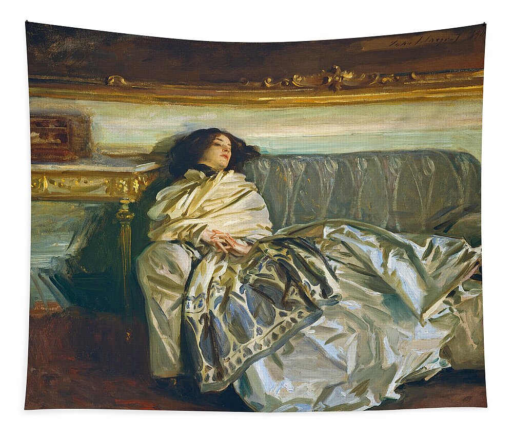 John Singer Sargent Tapestry featuring the painting Nonchaloir. Repose by John Singer Sargent