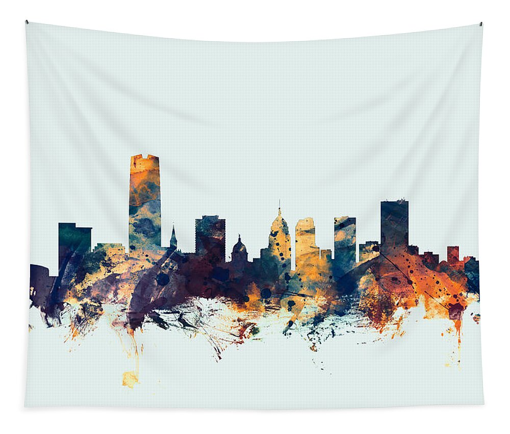 United States Tapestry featuring the digital art Oklahoma City Skyline #3 by Michael Tompsett