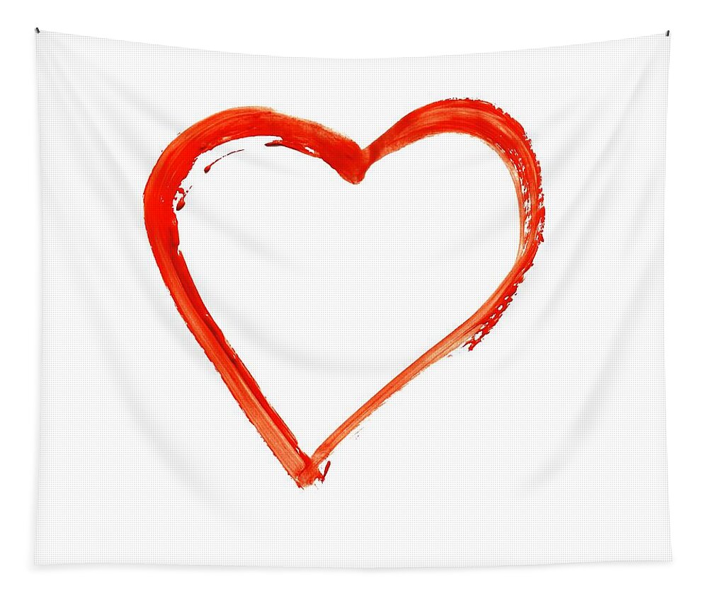 Heart Tapestry featuring the drawing Painted heart - symbol of love #3 by Michal Boubin