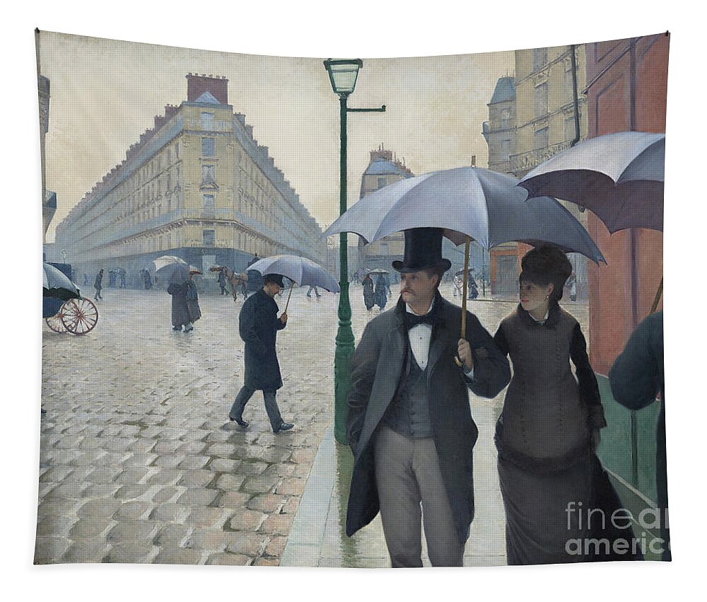 Caillebotte Tapestry featuring the painting Paris Street, Rainy Day, 1877 by Gustave Caillebotte