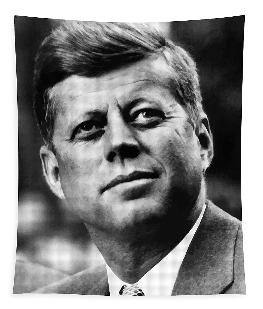Jfk Tapestry featuring the painting President Kennedy by War Is Hell Store