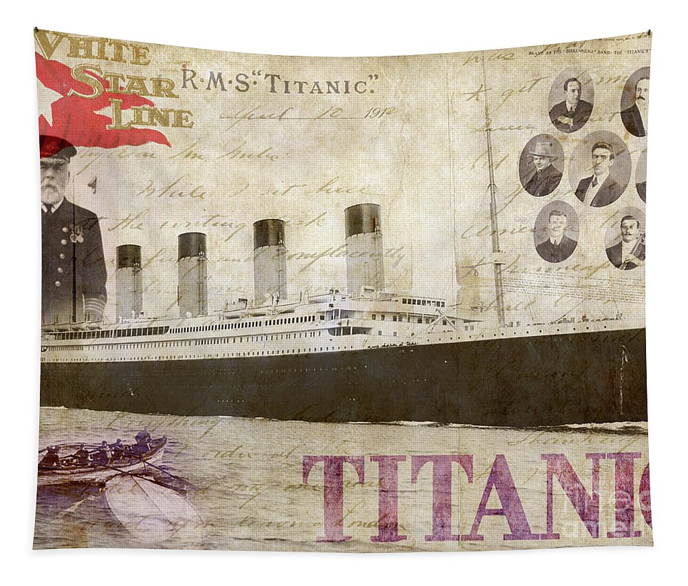 Titanic Newspaper Tapestry featuring the photograph RMS Titanic #3 by Jon Neidert