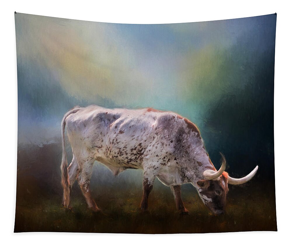 Animals Tapestry featuring the photograph Texas Longhorn Steer #1 by David and Carol Kelly