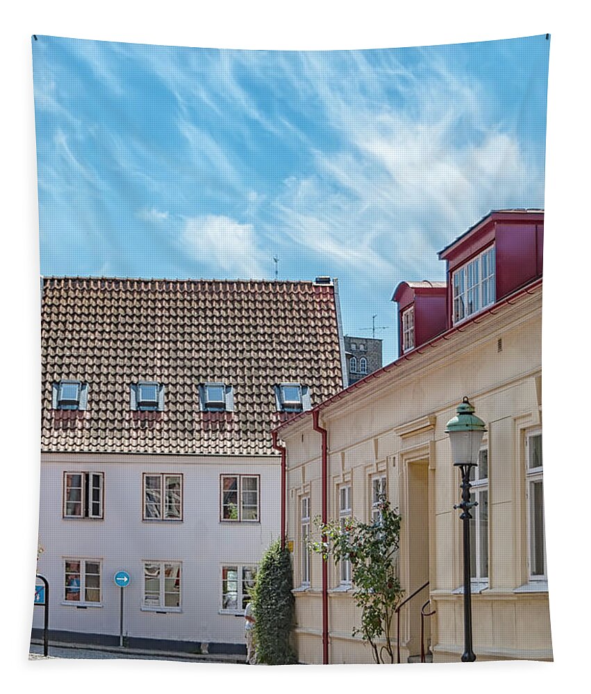 House Tapestry featuring the photograph Ystad Street Scene #3 by Antony McAulay