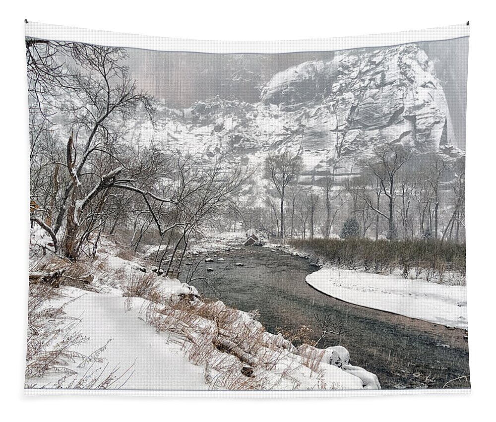 Utah Tapestry featuring the photograph Zion Snowstorm #3 by Robert Fawcett