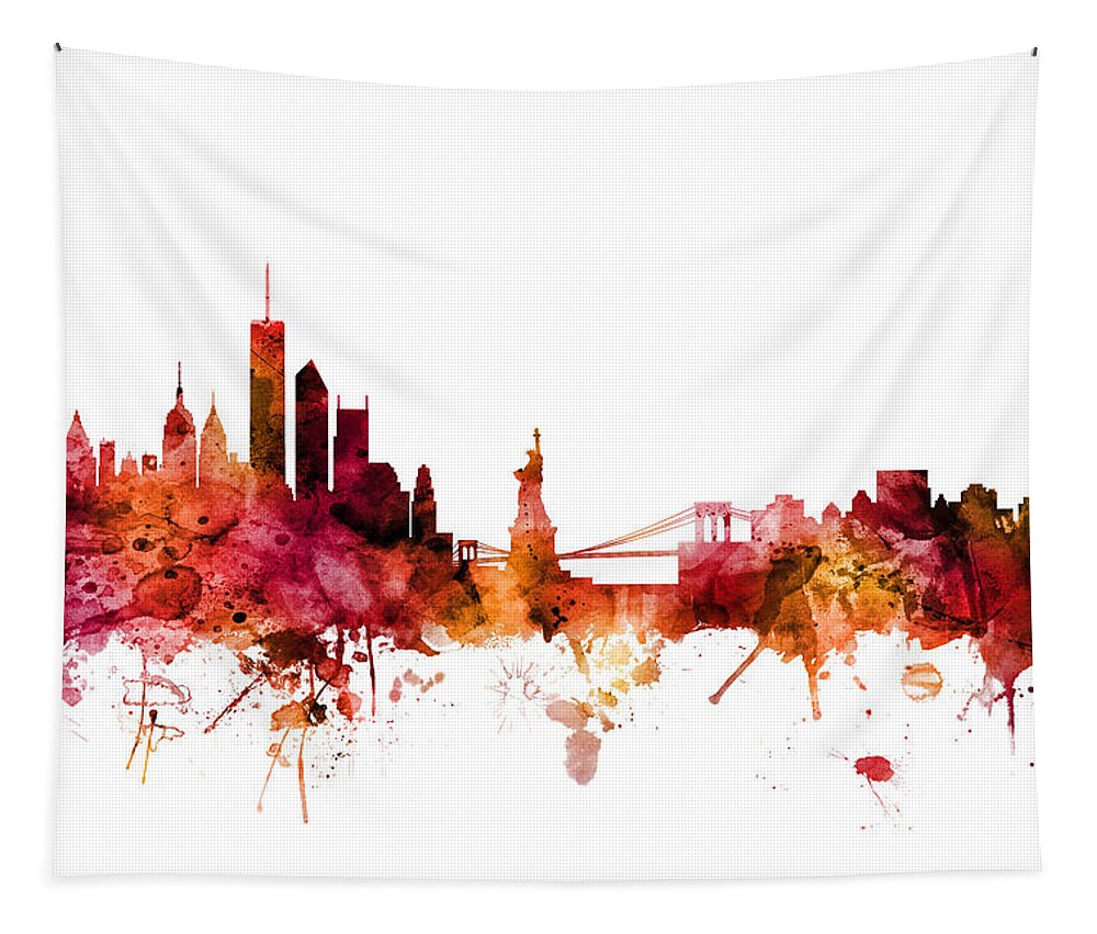 United States Tapestry featuring the digital art New York Skyline #31 by Michael Tompsett