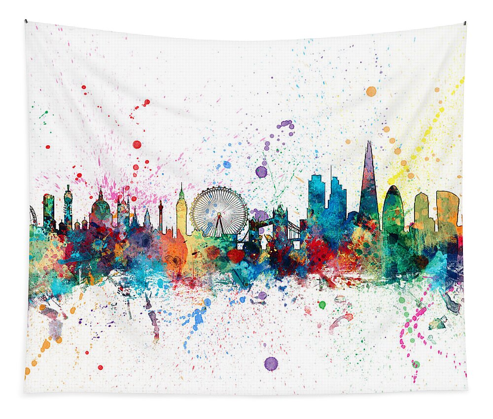 London Tapestry featuring the digital art London England Skyline #35 by Michael Tompsett