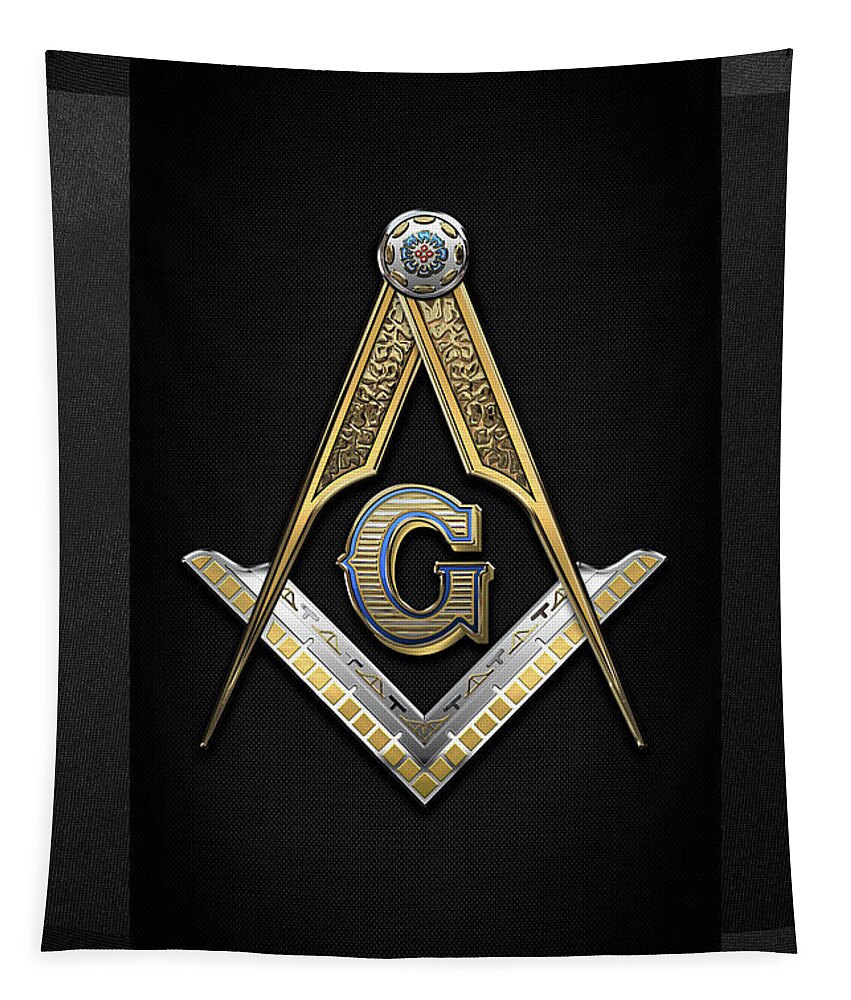 'ancient Brotherhoods' Collection By Serge Averbukh Tapestry featuring the digital art 3rd Degree Mason - Master Mason Jewel on Black Canvas by Serge Averbukh