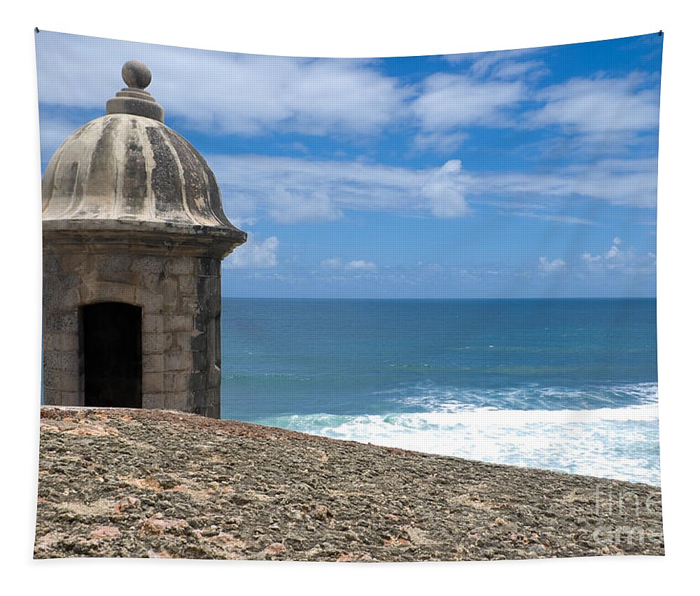 Guerite Tapestry featuring the photograph Castillo San Felipe del Morro in San Juan - Puerto Rico #4 by Anthony Totah