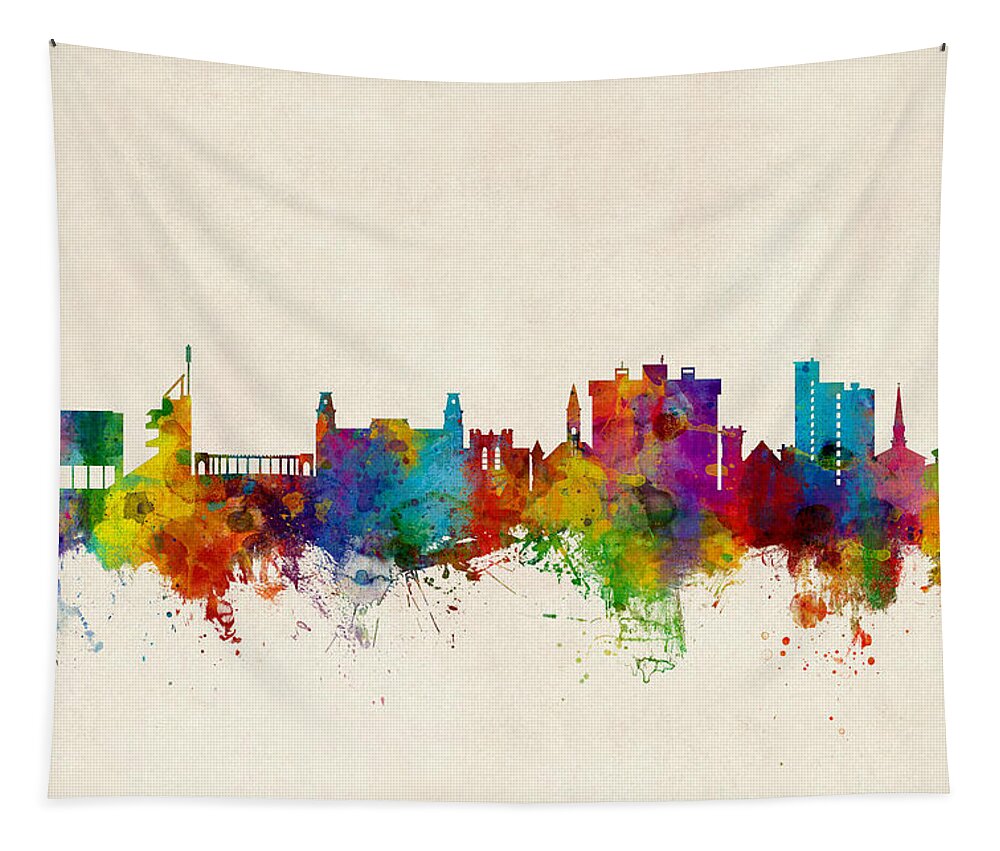 Fayetteville Tapestry featuring the digital art Fayetteville Arkansas Skyline #4 by Michael Tompsett