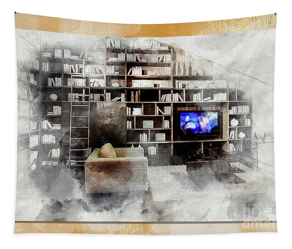 Living Room Tapestry featuring the digital art Interior Sketch #4 by Ariadna De Raadt