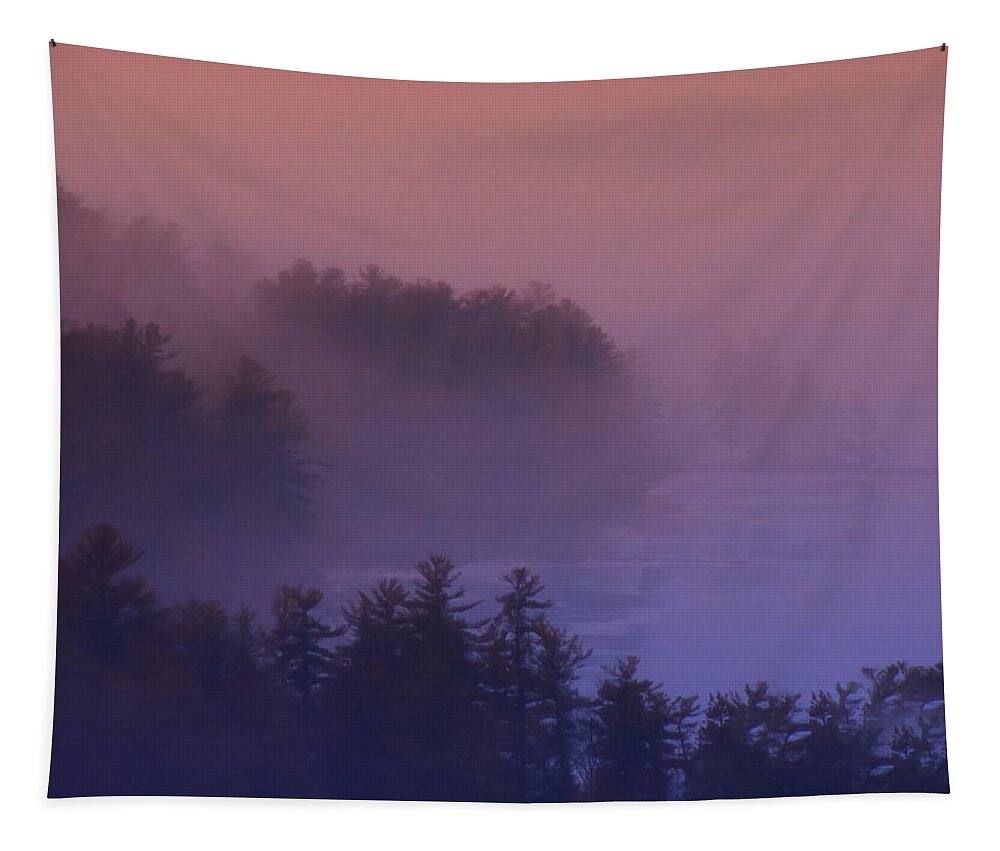 New England Tapestry featuring the photograph Melvin Bay Fog by Brenda Jacobs