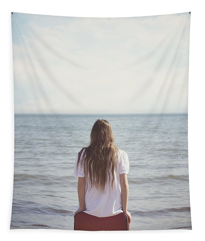 Girl Tapestry featuring the photograph Red Suitcase #4 by Joana Kruse