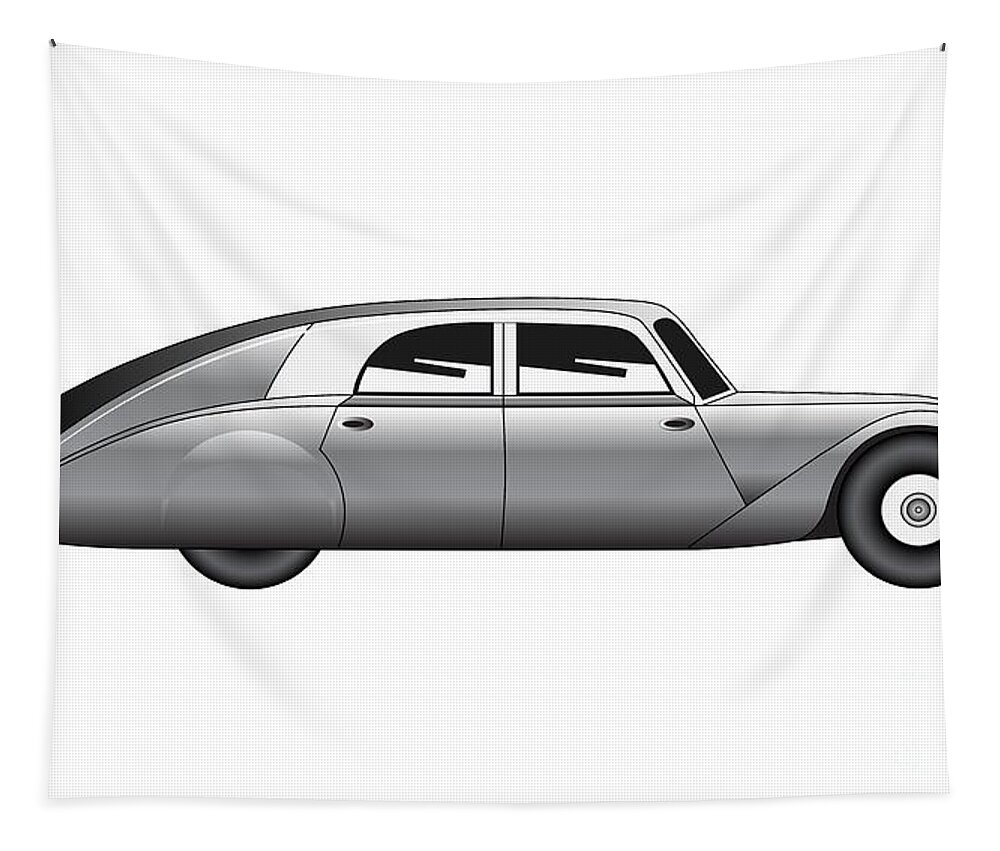 Car Tapestry featuring the digital art Sedan - vintage model of car #4 by Michal Boubin