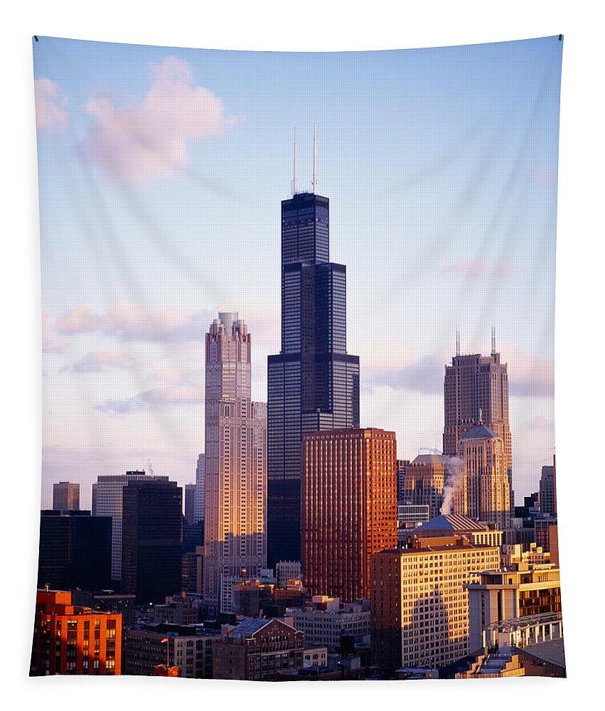 Photography Tapestry featuring the photograph Skyscrapers In A City, Chicago #4 by Panoramic Images
