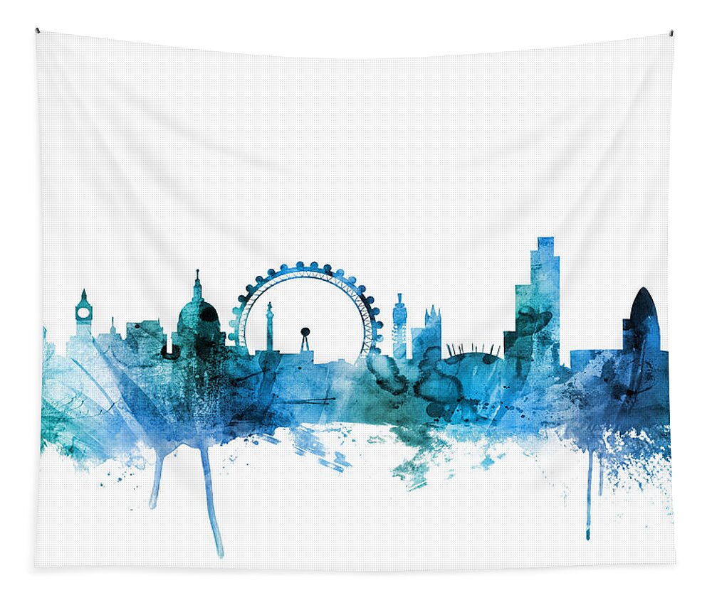 London Tapestry featuring the digital art London England Skyline #46 by Michael Tompsett