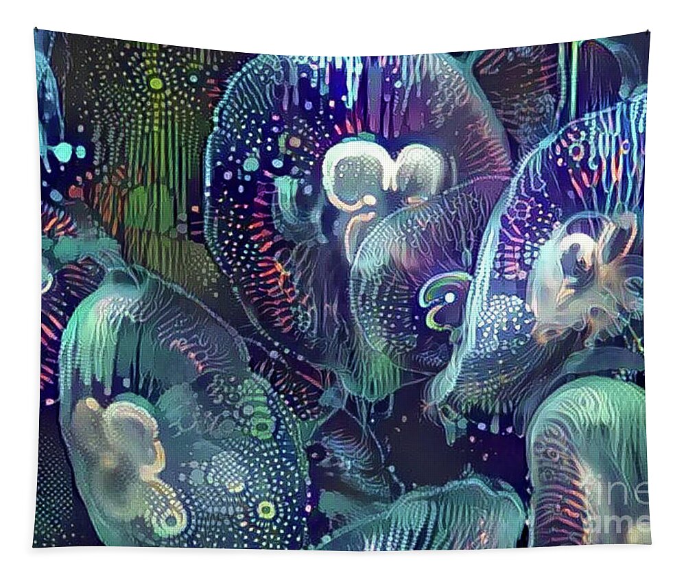 Animal Tapestry featuring the digital art Abstract Jellyfish #48 by Amy Cicconi