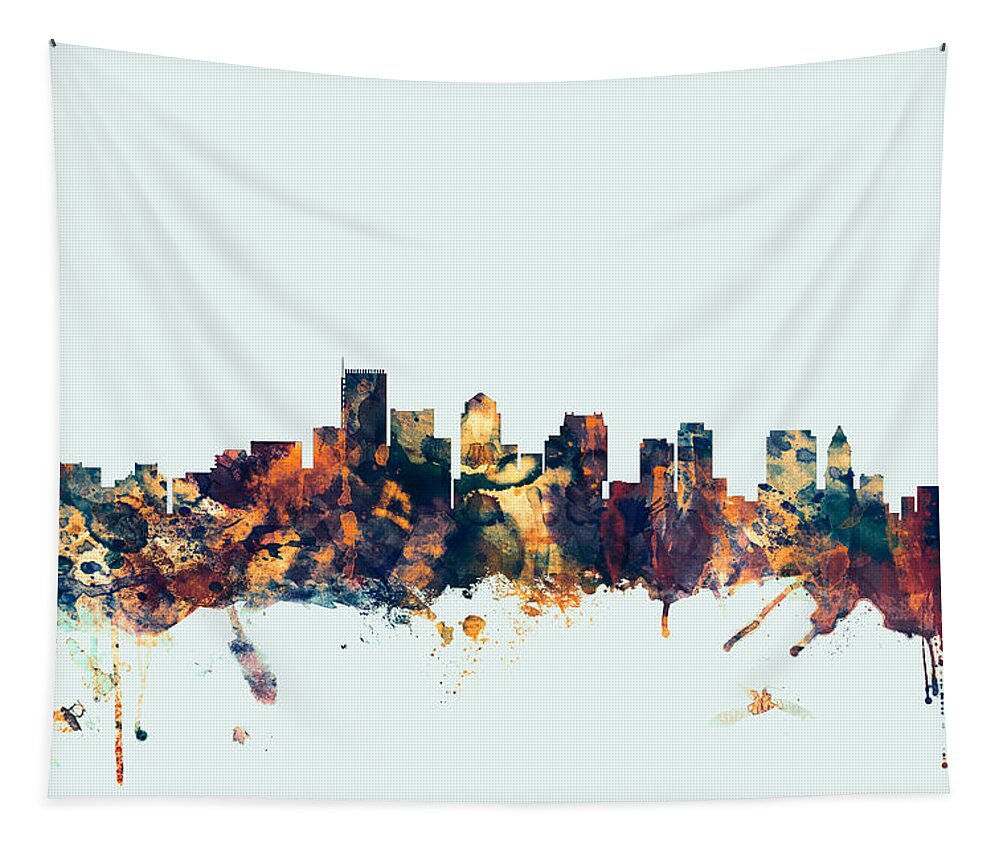 United States Tapestry featuring the digital art Boston Massachusetts Skyline #5 by Michael Tompsett