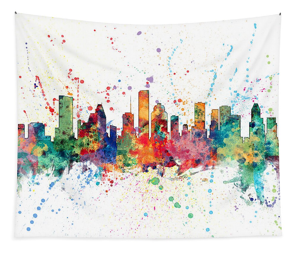 United States Tapestry featuring the digital art Houston Texas Skyline #5 by Michael Tompsett
