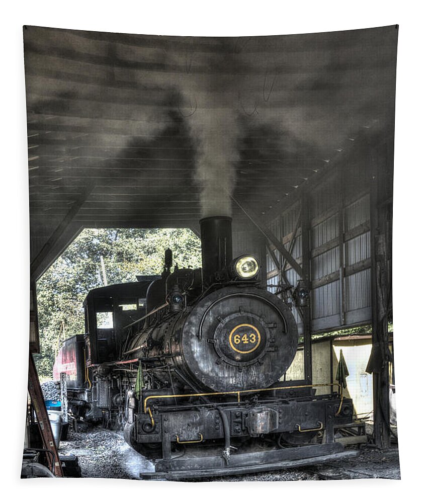 Ngine Tapestry featuring the photograph In the engine shed steaming up #5 by Paul W Faust - Impressions of Light