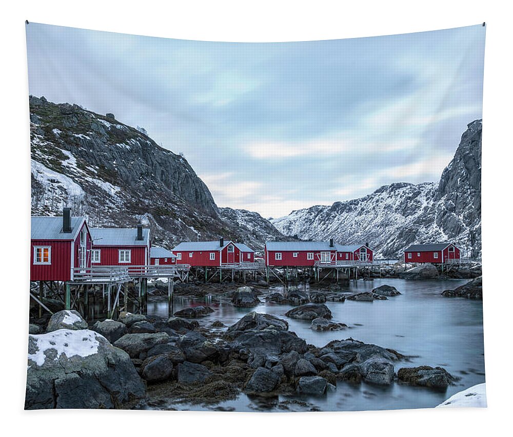 Nusfjord Tapestry featuring the photograph Nusfjord, Lofoten - Norway #5 by Joana Kruse