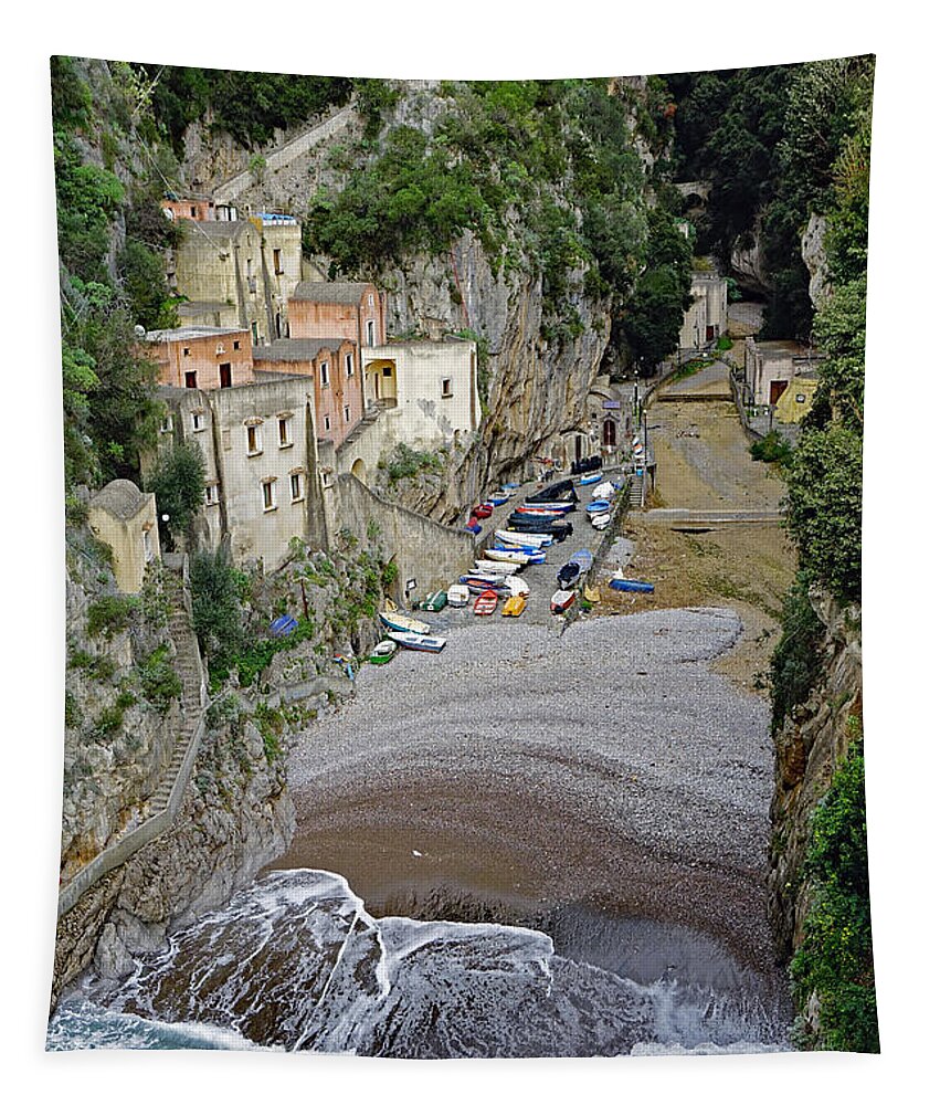 Amalfi Coast Tapestry featuring the photograph This Is A View Of Furore A Small Village Located On The Amalfi Coast In Italy #5 by Rick Rosenshein