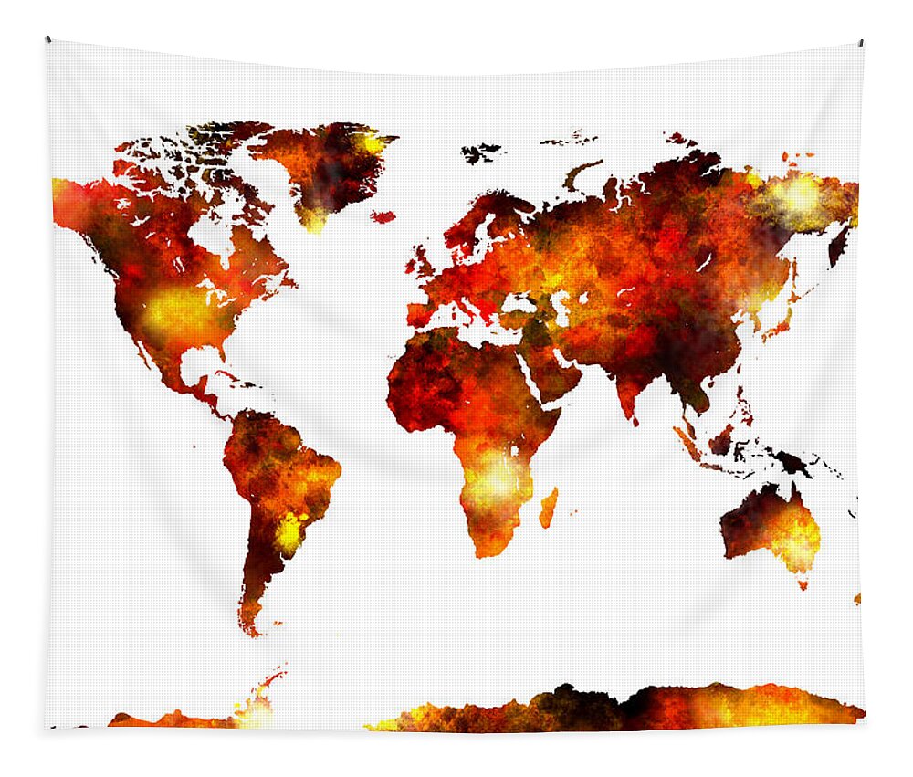 Map Of The World Tapestry featuring the digital art World Map Watercolor #5 by Michael Tompsett