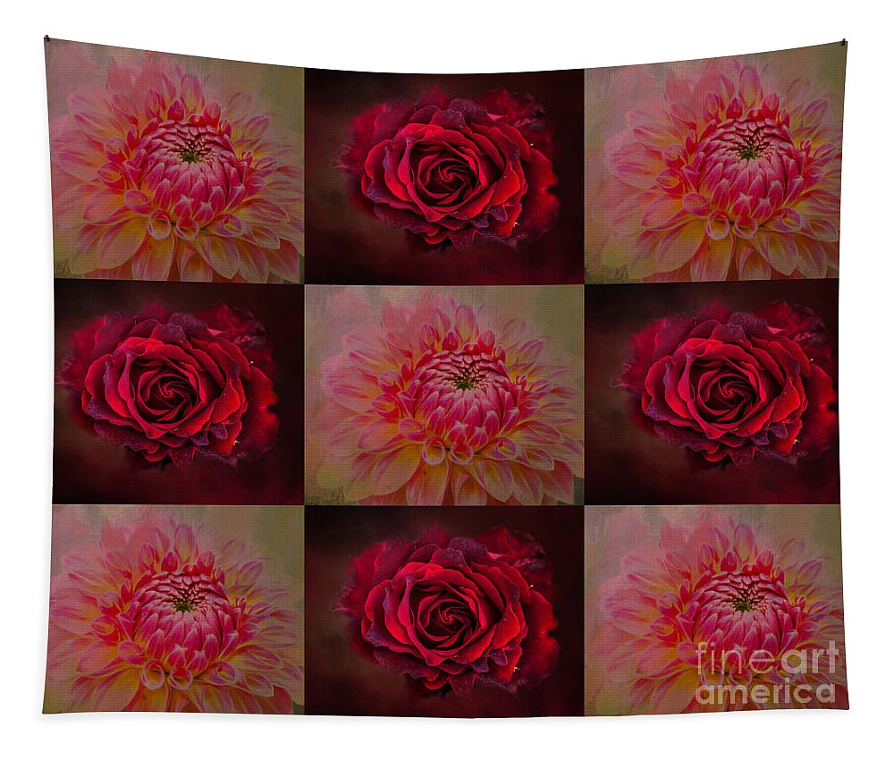 Shades Of Red Tapestry featuring the mixed media 50 Shades of Red by Eva Lechner