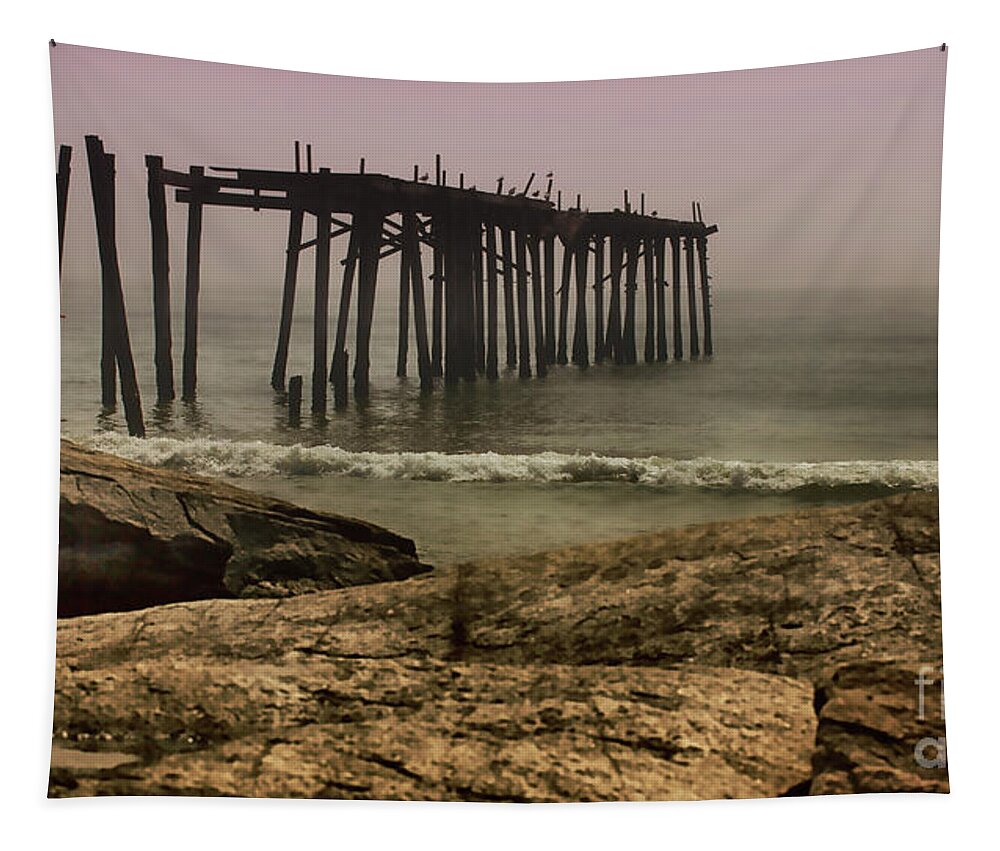 Waves Tapestry featuring the photograph 59th Street Pier Panoramic by Tom Gari Gallery-Three-Photography