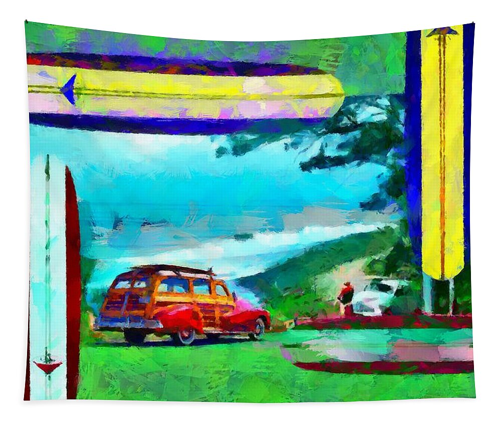 60's Tapestry featuring the digital art 60's Surfing by Caito Junqueira