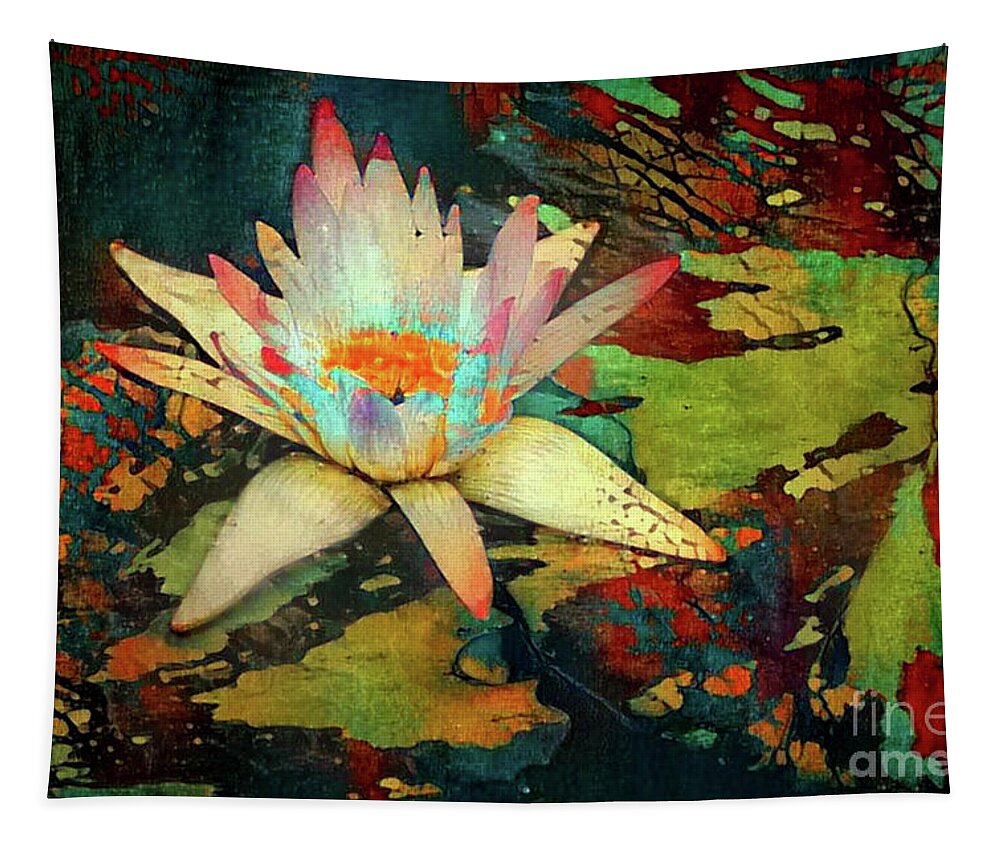 Aquatic Plant Tapestry featuring the digital art Jeweled Water Lilies #68 by Amy Cicconi