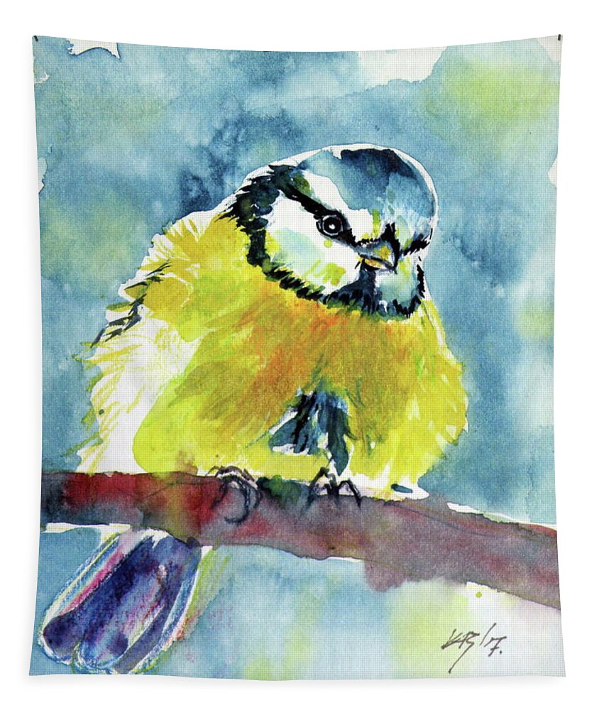 Bird Tapestry featuring the painting Bird #7 by Kovacs Anna Brigitta
