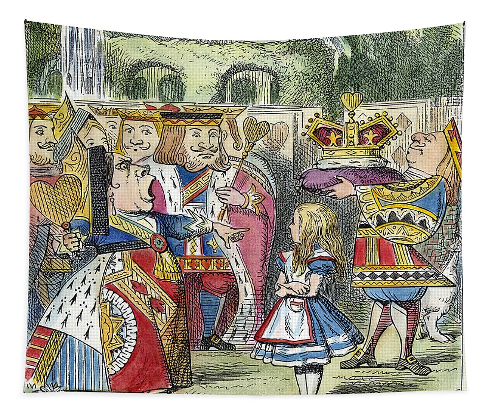 1865 Tapestry featuring the drawing Alice In Wonderland #1 by Sir John Tenniel