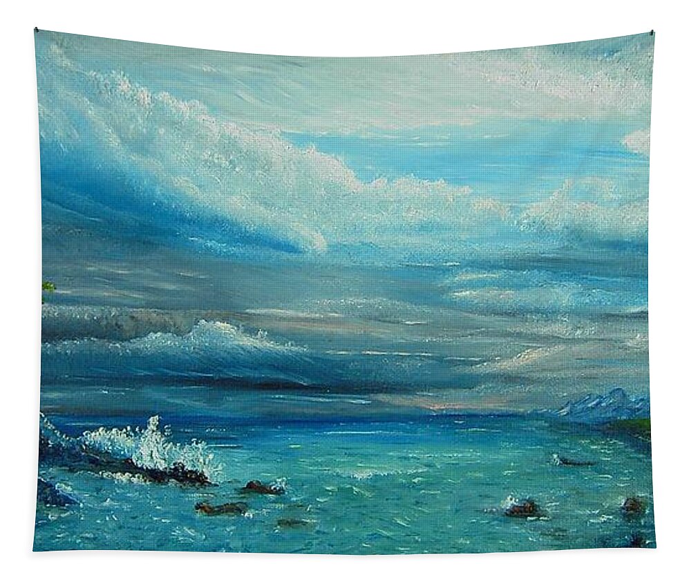 Tapestry featuring the painting A Break in the Storm by Daniel W Green